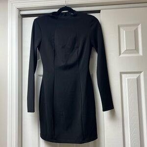 Lulus Classic Black Long Sleeve Dress With Open Back